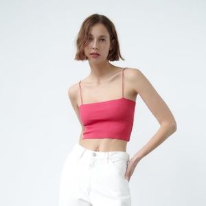 Zara Pink Square Neck Spaghetti Strap Cami